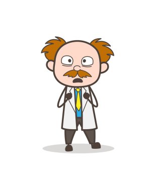 Yüz ifadesi vektör çizim karikatür bilim adamı korkuttu