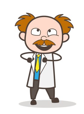 Çizgi film bilim adamı neşeli ifade vektör çizim