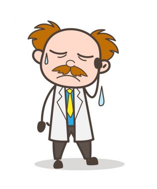 Çizgi film bilim adamı üzgün yüz vektör çizim