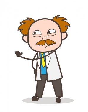 Tokat saldırganlık vektör çizimde gösterilen çizgi film bilim adamı