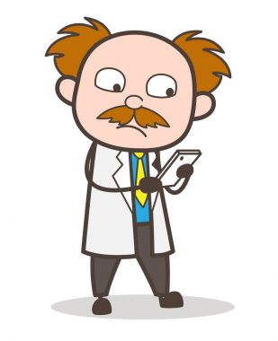 Karikatür bilim adamı okuma mesajları vektör kavramı