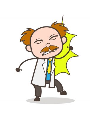 Çizgi film bilim adamı vurmak duvar vektör çizim tarafından