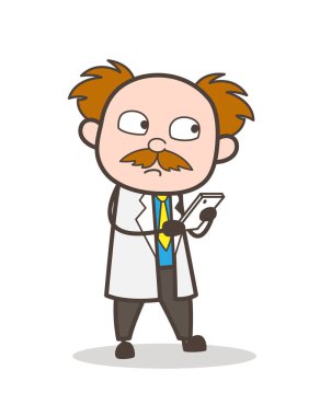 Çizgi film bilim adamı istemci vektör çizim ile sohbet