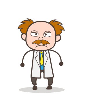 Çizgi film bilim adamı agresif yüz vektör çizim