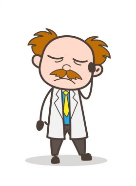 Baş ağrısı vektör çizim sahip çizgi film bilim adamı