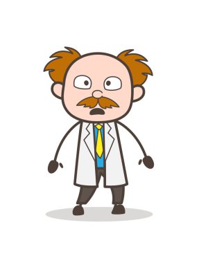 Yüz vektör çizim sırıtışları çizgi film bilim adamı