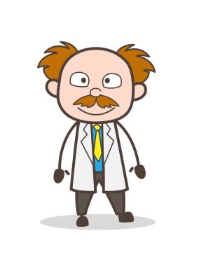 Çizgi film bilim adamı tatlı gülümsemek yüz