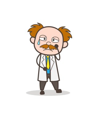 Çizgi film bilim adamı duygusal yüz vektör çizim