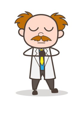 Çizgi film bilim adamı vektör çizim dua