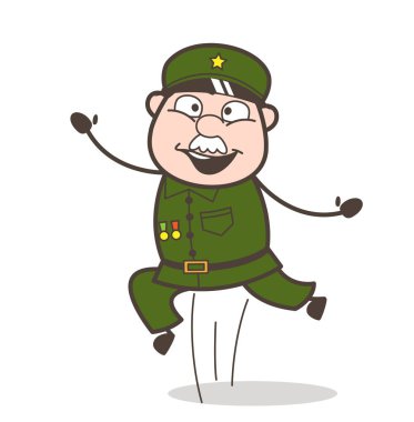 Çizgi film heyecan vektör çizim içinde atlama Çavuş