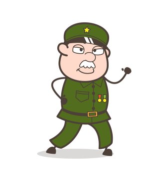 Karikatür akıllı Çavuş çalışan poz vektör çizim