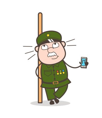 Çizgi film Çavuş gösteren müzik aygıt vektör çizim