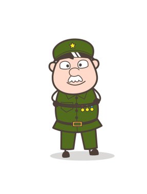 Çizgi film biraz gülümseyen yüz vektör çizim Çavuş