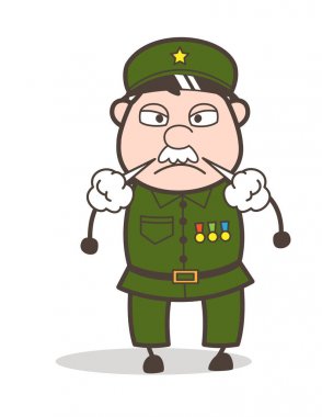 Çizgi film agresif Çavuş yüz vektör çizim