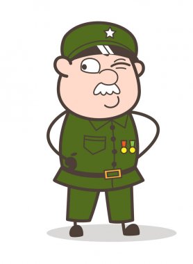 Yaramaz Çavuş göz göz kırpıyor ve bakan vektör çizim karikatür