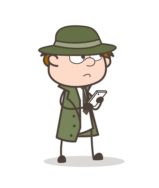 Cartoon Detective Thinking When Chatting Vector Illustration — Stock Vector