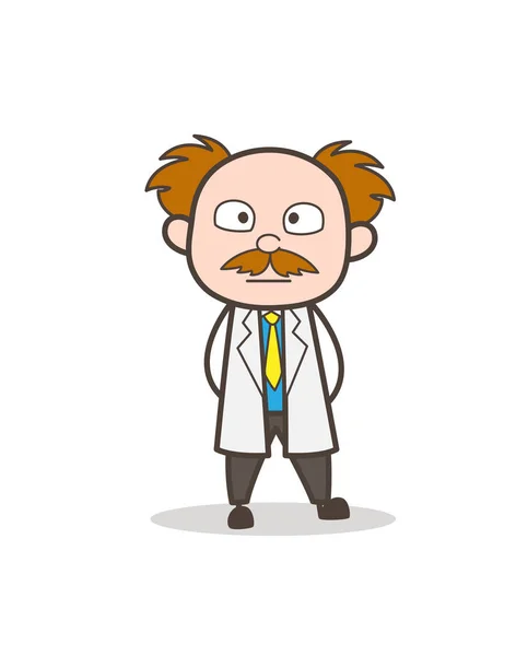 Cartoon Silent Scientist Face Vector Illustration — Stock Vector