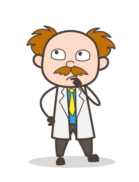 Cartoon Scientist Thinking Expression Vector Illustration — Stock Vector