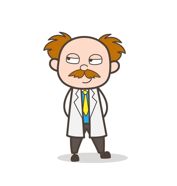 Cartoon Scientist Cunning Smile Vector Illustration — Stock Vector