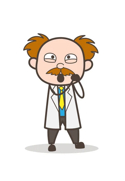 Cartoon Scientist Lovely Face Expression — Stock Vector