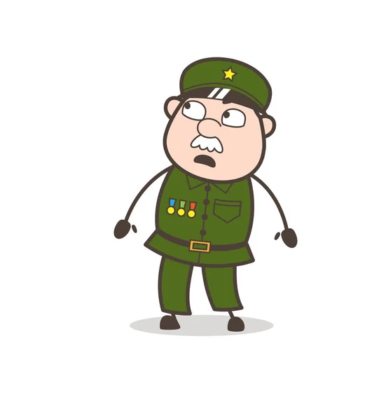 Cartoon verrast Sergeant kijken vectorillustratie — Stockvector