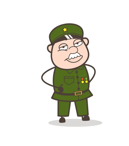 Desenhos animados Cunning Sargento Sorrindo Face Vector Ilustração — Vetor de Stock