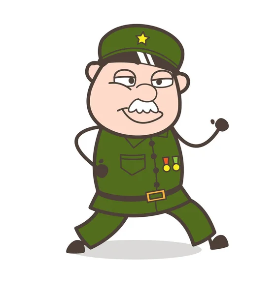Cartoon Sergeant Jogging vektorillustration — Stock vektor