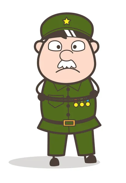 Cartoon Sergeant Shocked Face Vector Ilustração — Vetor de Stock