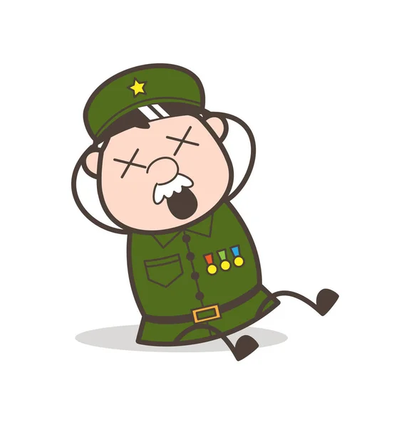 Cartoon Sergeant Dizzy Face Expression Vector - Stok Vektor