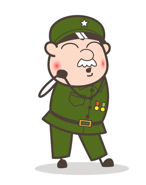 Cartoon Curious Sergeant Face Vector Illustration - Stok Vektor