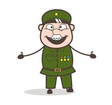Çavuş yüz vektör çizim karikatür heyecanlı