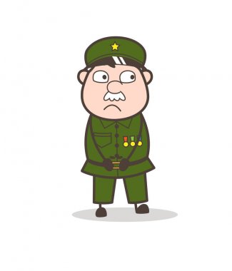 Çizgi film masum Çavuş korkulu yüz vektör çizim