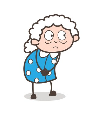 Şok eski kadın yüz ifade vektör çizim karikatür