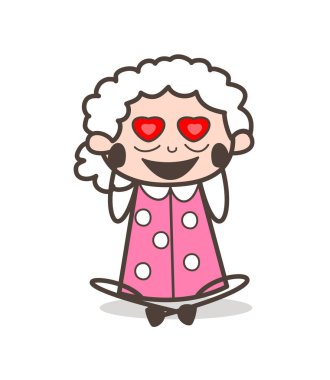 Çizgi film yaşlı kadın aşk vektör çizim içinde düşen