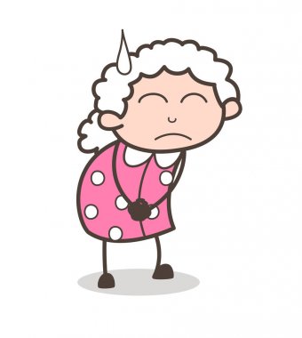 Üzgün büyükanne karakteri vektör çizim karikatür