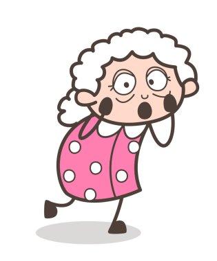 Cartoon Shocked Granny Expression Vector Illustration clipart