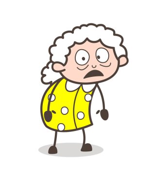 Yaşlı kadın yüz ifade vektör çizim karikatür korkuttu