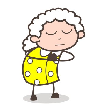 Çizgi film ihtiyar ana vektör çizim dua