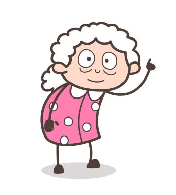 Çizgi film yaşlı bayan parmak vektör çizim işaret