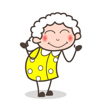 Utangaç yaşlı kadın yüz ifade vektör çizim karikatür