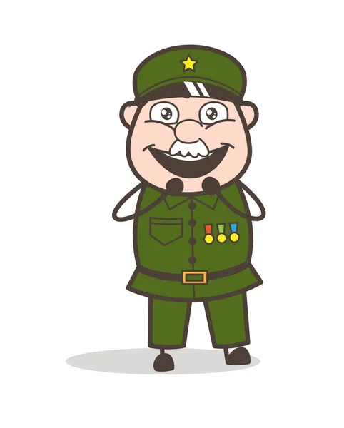 漫画軍曹のうれしそうな顔のベクトル図 — ストックベクタ