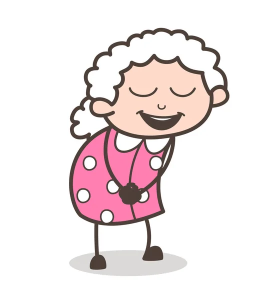 Desenhos animados Rindo Granny Vector Ilustração —  Vetores de Stock