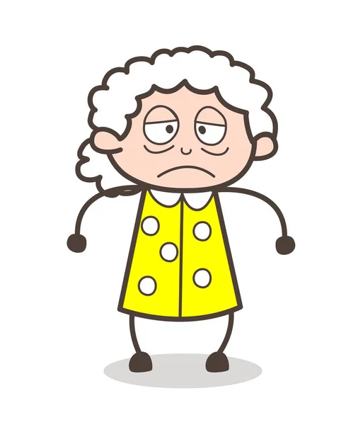 Fumetto malato vecchia signora faccia espressione vettoriale illustrazione — Vettoriale Stock
