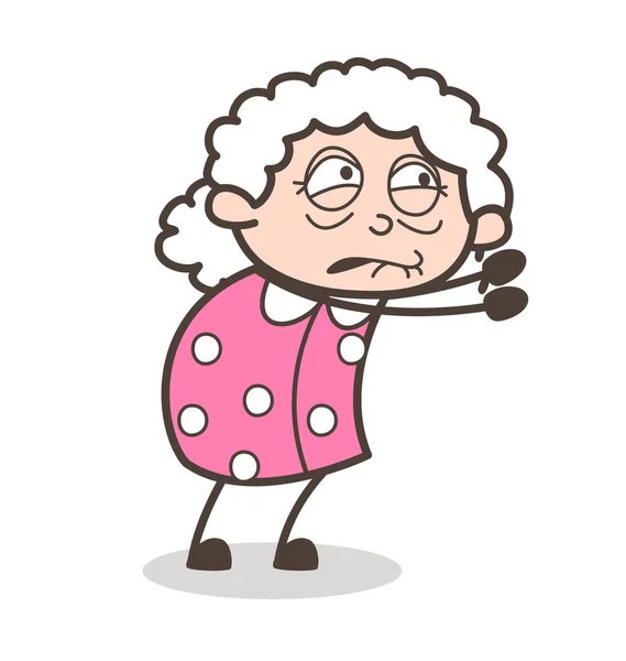 Desenhos animados velha pobre senhora implorando Vector Conceito —  Vetores de Stock