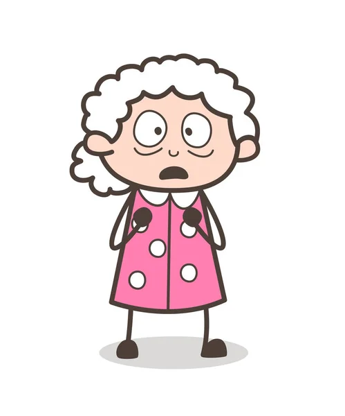 Cartoon Shocked Granny Face Expression — Stock Vector