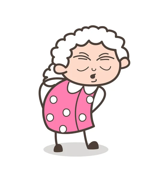 Kreslený stará babička má bolesti v pase vektorové ilustrace — Stockový vektor