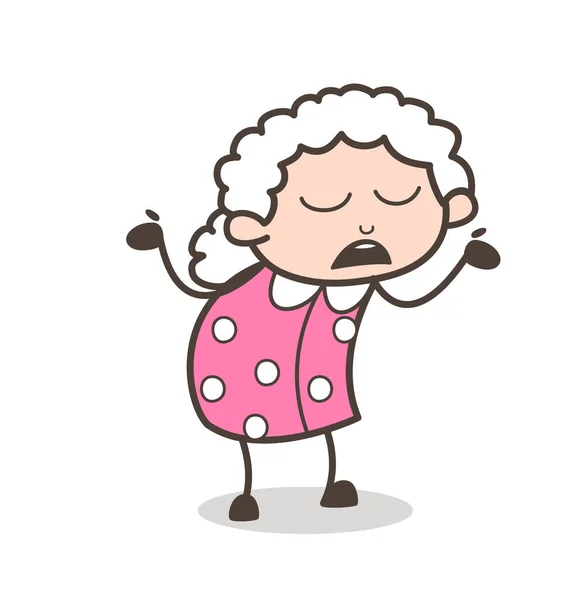 Cartoon Granny Behaving Like Unknown Vector Illustration — Stock Vector