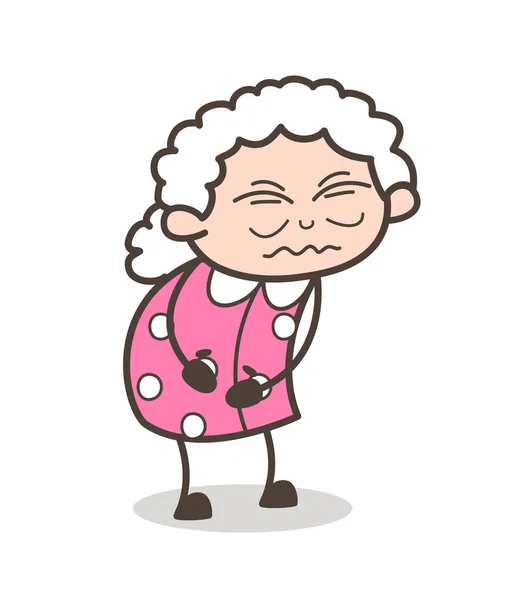 Cartoon Old Grandma Having Pain Vector Illustration — Stock Vector