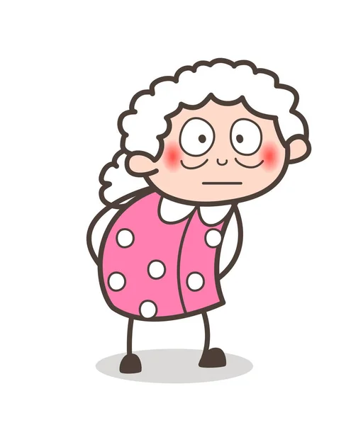 Cartoon Scared Granny Face Expression Vector Illustration — Stock Vector