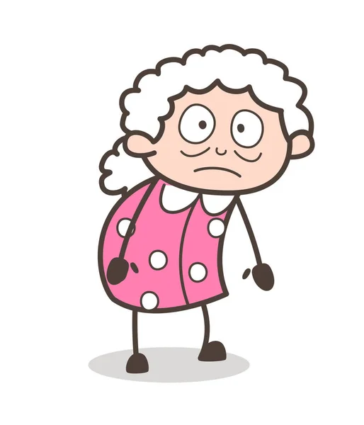 Illustrazione vettoriale di espressione facciale silenziosa della nonna del fumetto — Vettoriale Stock